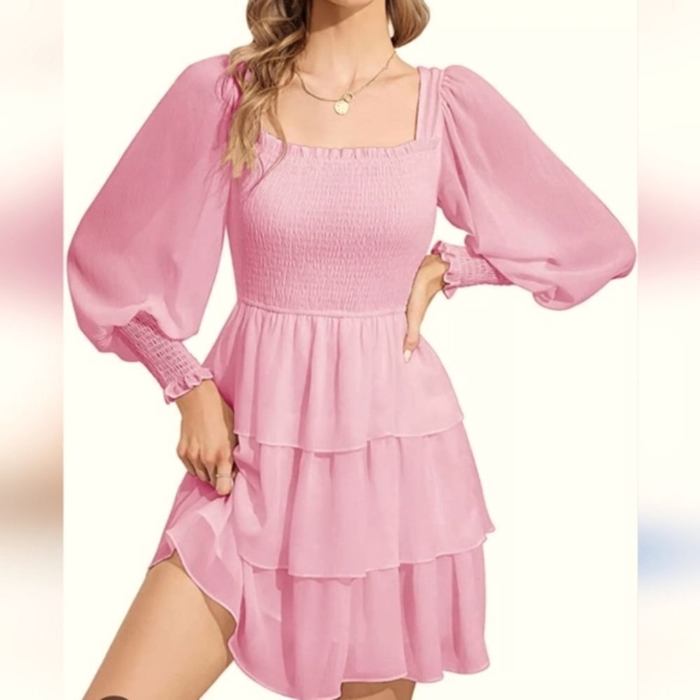 Byinns Pink Smocked Dress. Cottagecore. Soft Girl.